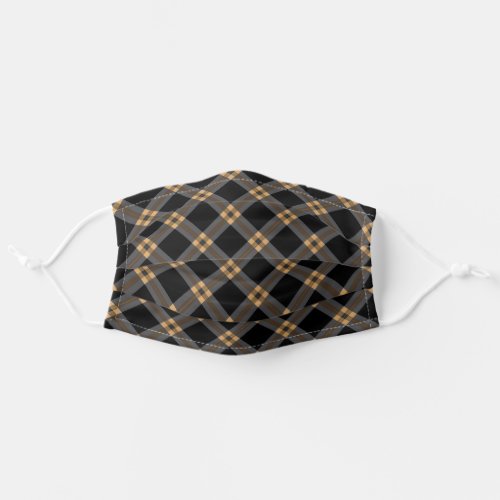 Modern Brown Black Plaid Tartan Pattern Adult Cloth Face Mask