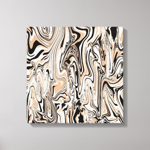 Modern Brown Black Swirls Watercolor Art Canvas Print