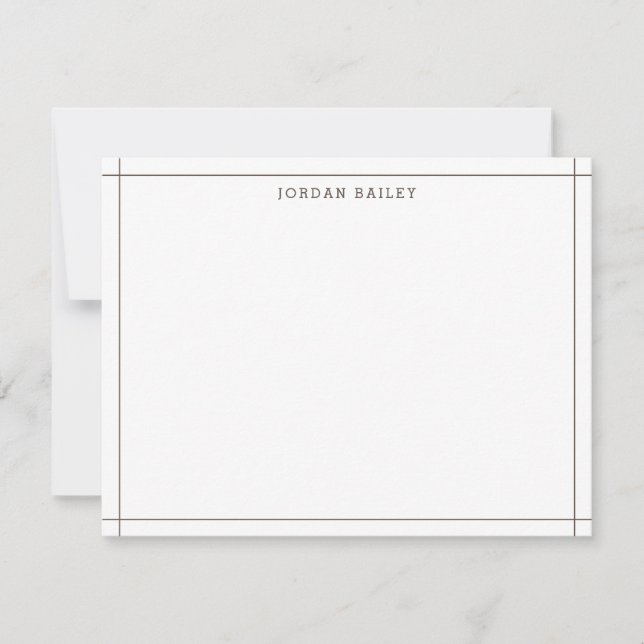 Modern Brown Border Architect Modern Professional Note Card (Front)