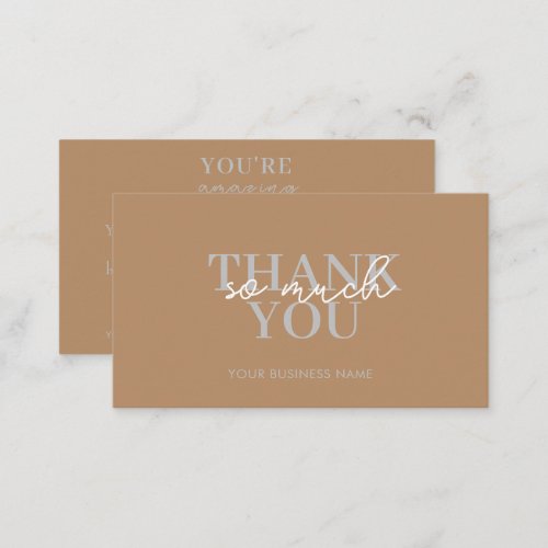 Modern Brown Business Elegant Thank You Business Card