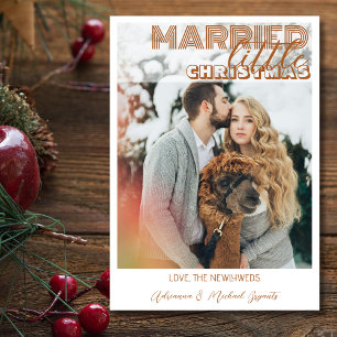 Modern Brown Calligraphy Married Little Christmas Holiday Card