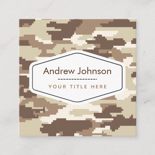 Modern Brown Camouflage Military Style Pattern  Square Business Card