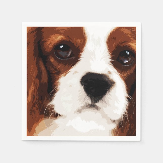 modern brown Cavalier King Charles Spaniel Paper Napkins (Front)