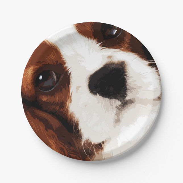 modern brown Cavalier King Charles Spaniel Paper Plates (Front)
