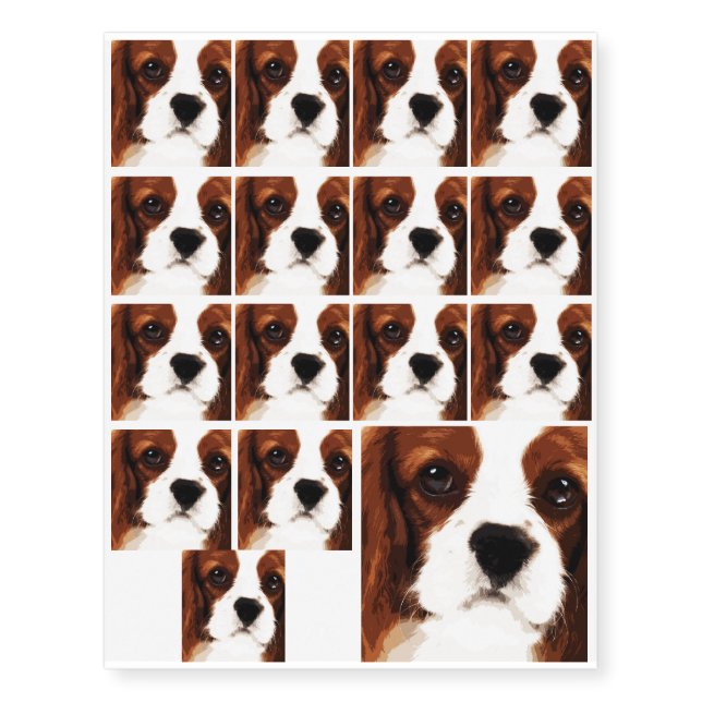 modern brown Cavalier King Charles Spaniel Temporary Tattoos (Front)
