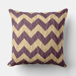 Modern Brown Chevron Leather Throw Pillow