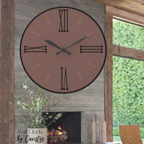 Modern Brown Clay with Black Trim Large Clock