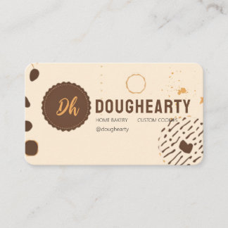Modern Brown Cookie Artist Bakery Monogram Business Card