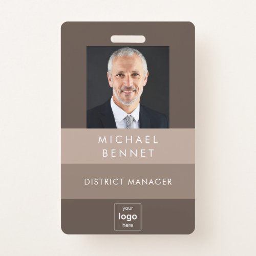 Modern Brown Corporate Photo ID  Badge