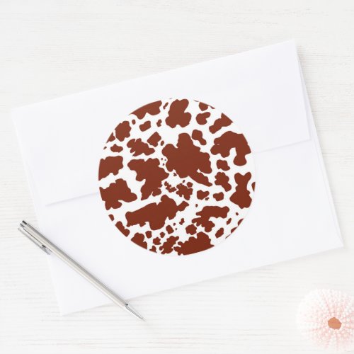 Modern Brown Cow Skin Texture Animal Print Classic Round Sticker