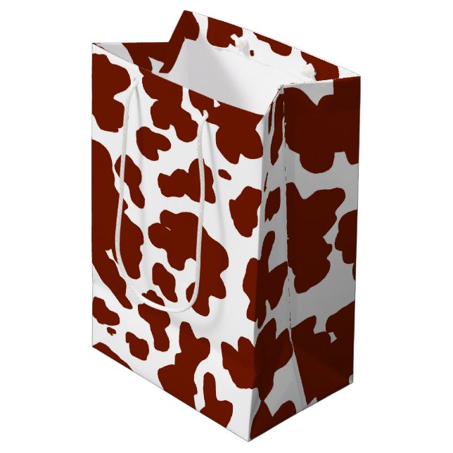 Modern Brown Cow Skin Texture Animal Print Medium Gift Bag (Front Angled)