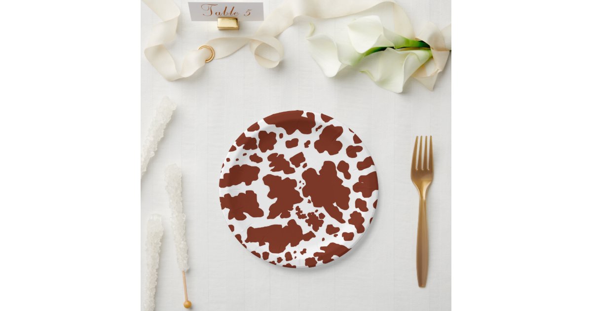 Modern Brown Cow Skin Texture Animal Print Paper Plates | Zazzle