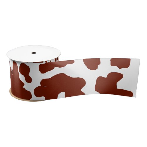 Modern Brown Cow Skin Texture Animal Print Satin Ribbon