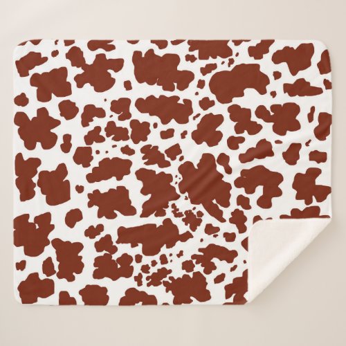 Modern Brown Cow Skin Texture Animal Print Sherpa Blanket