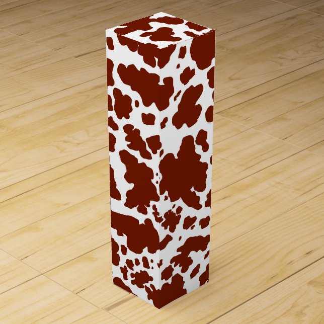 Modern Brown Cow Skin Texture Animal Print Wine Box (Front)