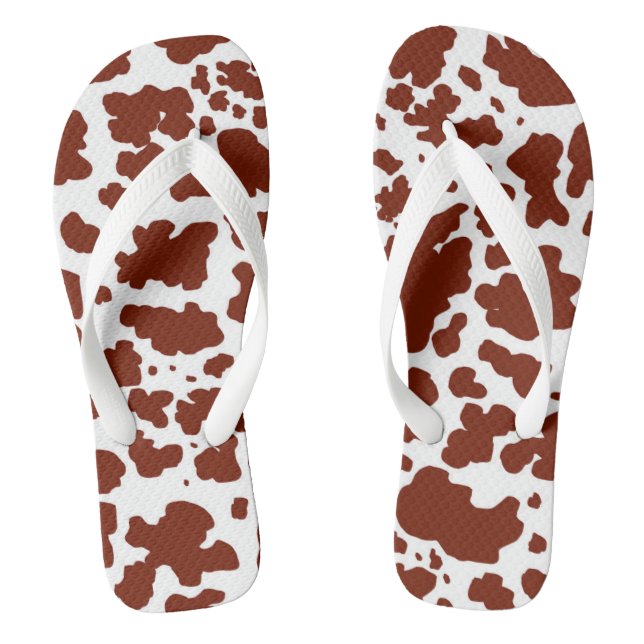 Modern Brown Cow Spots Print Cowboy Farmer Flip Flops (Footbed)