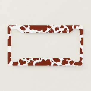 Modern Brown Cow Spots Print Cowboy Farmer License Plate Frame