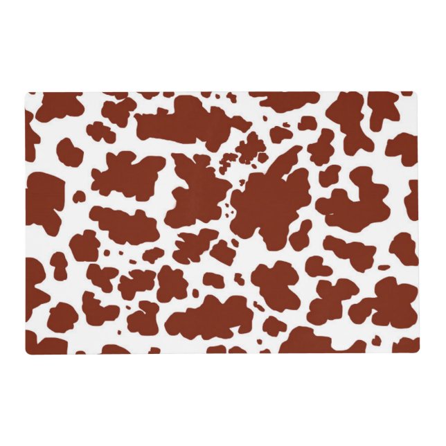 Modern Brown Cow Spots Print Cowboy Placemat (Front)