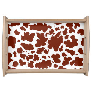 Modern Brown Cow Spots Print Cowboy Serving Tray