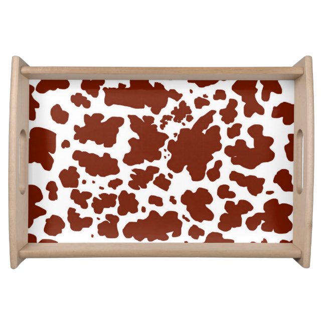 Modern Brown Cow Spots Print Cowboy Serving Tray (Front)