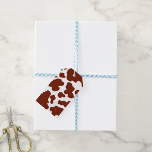 Modern Brown Cow Spots Print Gift Tags