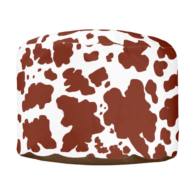 Modern Brown Cow Spots Print  Pouf (Front)