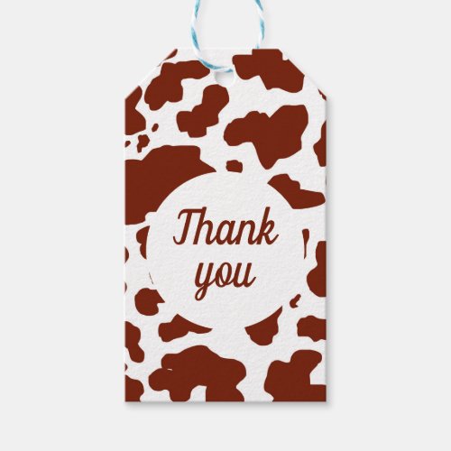 Modern Brown Cow Spots Print Thank You Gift Tags