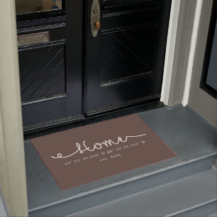Modern Brown Custom Home GPS Coordinates Doormat