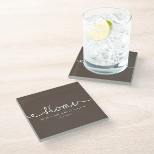 Modern Brown Custom Home GPS Coordinates Glass Coaster