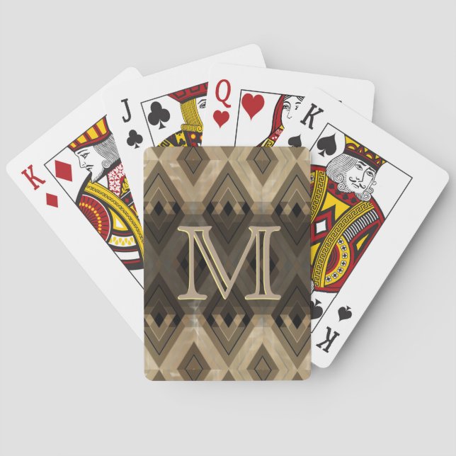 Modern Brown Diamond Pattern Poker Cards (Back)