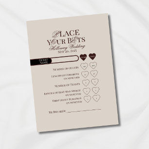 Modern Brown Editable Wedding Prop Bet Card