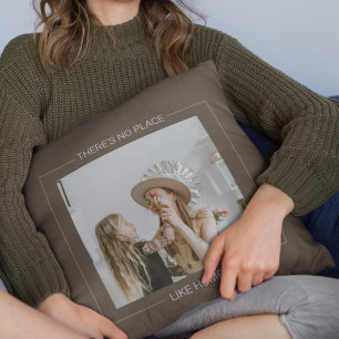 Modern Brown Family Photo Home Gift Throw Pillow