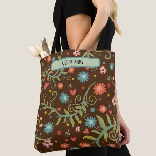 Modern Brown Floral Pattern Inspirivity tote