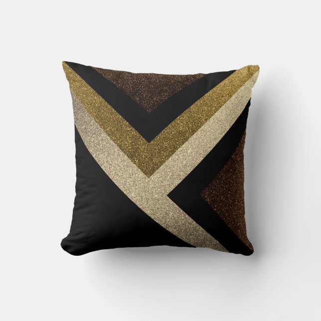 Modern Brown, Gold, and Black Abstract Throw Pillow (Front)