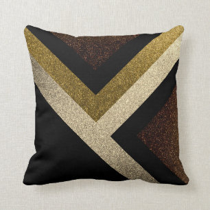 Modern Brown, Gold, and Black Abstract Throw Pillow