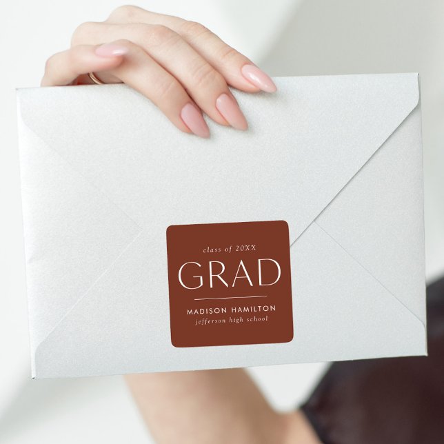 Modern Brown Graduation Square Sticker (Creator Uploaded)