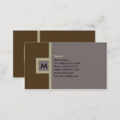 Modern Brown & Gray Monogram Business Card (Front/Back)