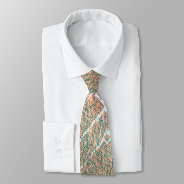 MODERN BROWN   & GREEN CUTE NECK TIE Rmdesignflo55 (Tied)