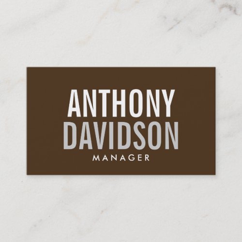 Modern Brown Huge Bold Text Business Card