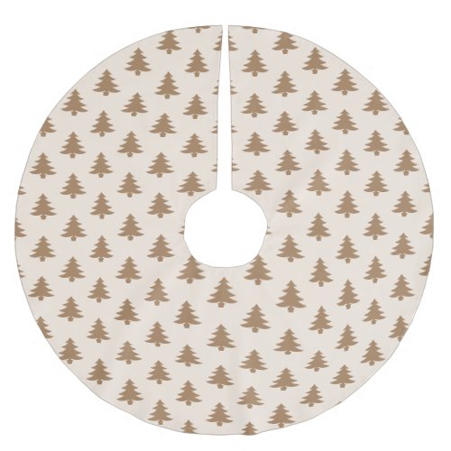 Modern Brown Ivory Beige Christmas Tree Pattern Brushed Polyester Tree Skirt