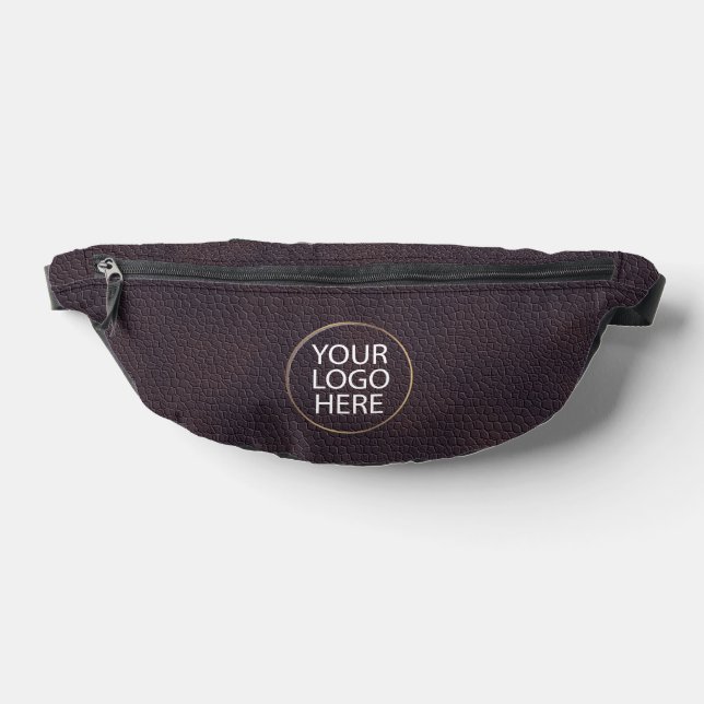 Modern Brown Leather  Business Logo Name Fanny Pack