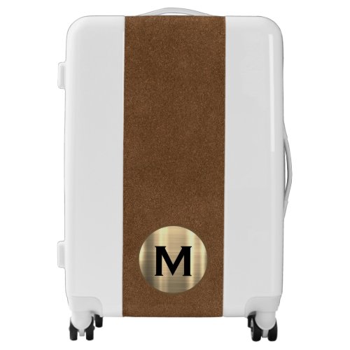 Modern Brown Leather Gold Monogram Luggage