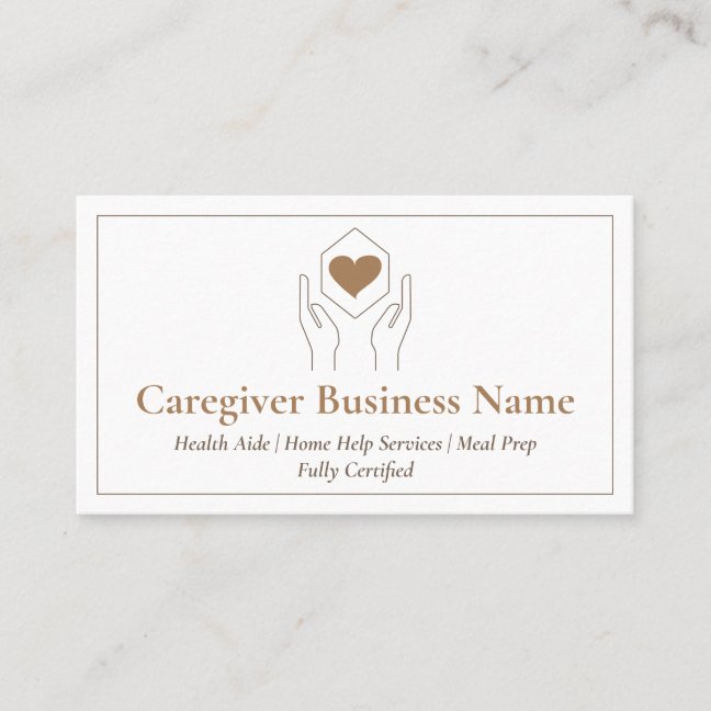 Modern Brown Minimal Caregiver Business Card