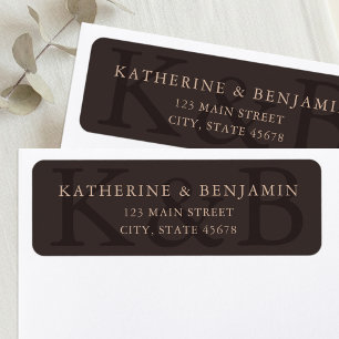 Modern Brown Minimalist Wedding Return Address Label