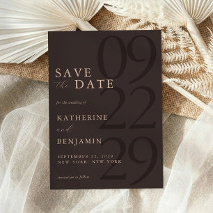 Modern Brown Minimalist Wedding Save The Date