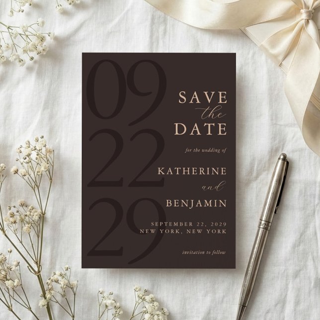 Modern Brown Minimalist Wedding Save The Date (Creator Uploaded)