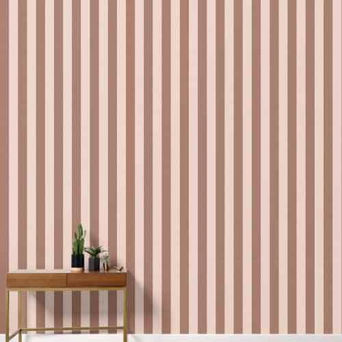 Modern Brown Mocha Spanish White Narrow Stripes Wallpaper