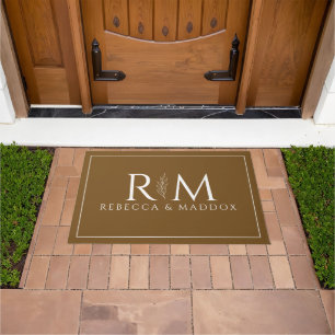 Modern Brown Monogram Door Mat