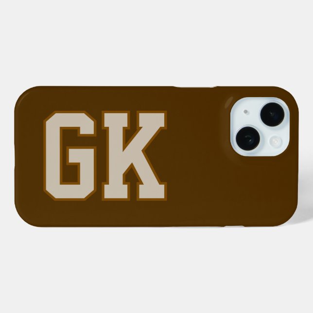 Modern  Brown Monogram Initials Case-Mate iPhone Case (Back (Horizontal))