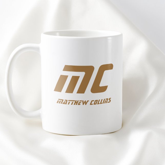 Modern Brown Monogram Name Bold Simple for Him Coffee Mug (Modern Brown Monogram Name Bold Simple for Him Coffee Mug)